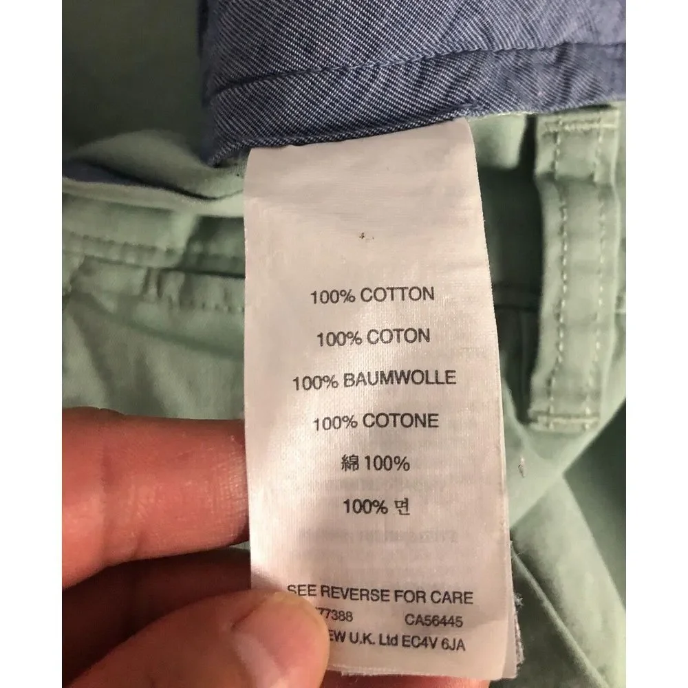 J. Crew Mens stretch Lightweight Cotton Chino‎ Pants 32/34 Green